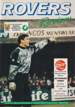 Tranmere Rovers v Nottingham Forest Match Programme 1994-01-29